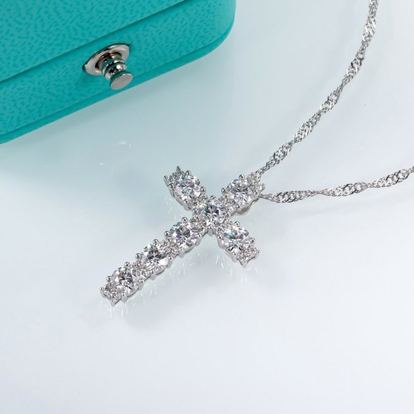 Certified 2.1 ct. t.w. Moissanite Diamond Holy Cross Necklace NEW - Picture 7 of 10